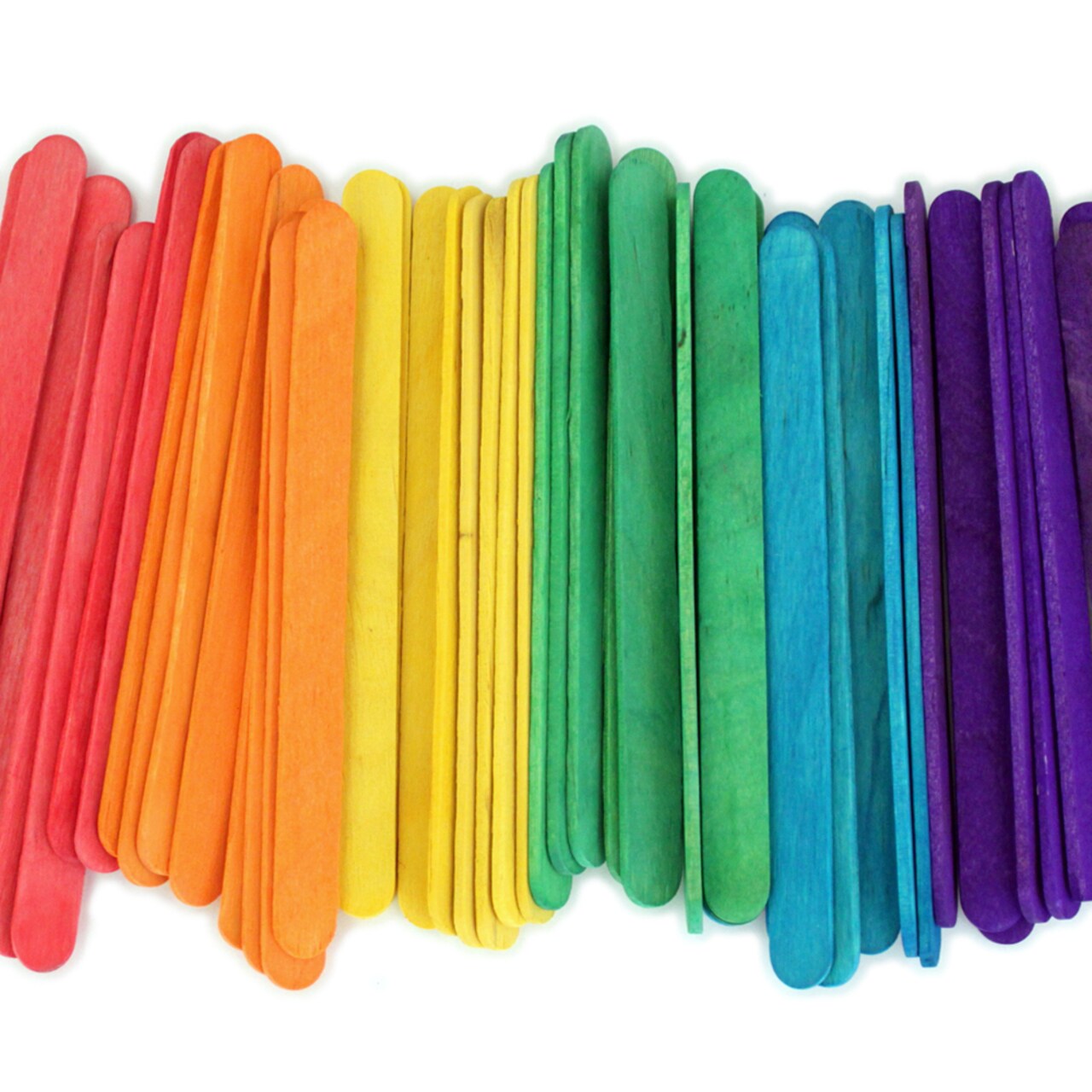 CraftySticks Colored Wood Craft Sticks 4.5 Inch, Red Orange Yellow Green Blue Purple White Black Pink Brown Popsicle Sticks
